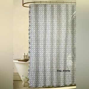 🎁MORRIS & Co. Shower Curtain - Rosehip Blue and White Cotton Gauze - 72”x72”